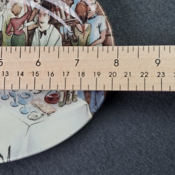 VTG Brunelli Italy Hand Painted Market Scene Oval Ceramic Serving Dish 8 Inch - Picture 5 of 8